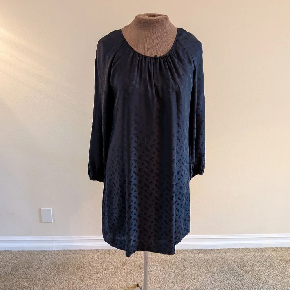 J. Crew Navy Knee Length Silk Jacquard Tonal Shift Dress Size 6
